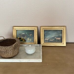 Set of 2 Gold Framed Still Life and Sheep Photo Print Wall Art
